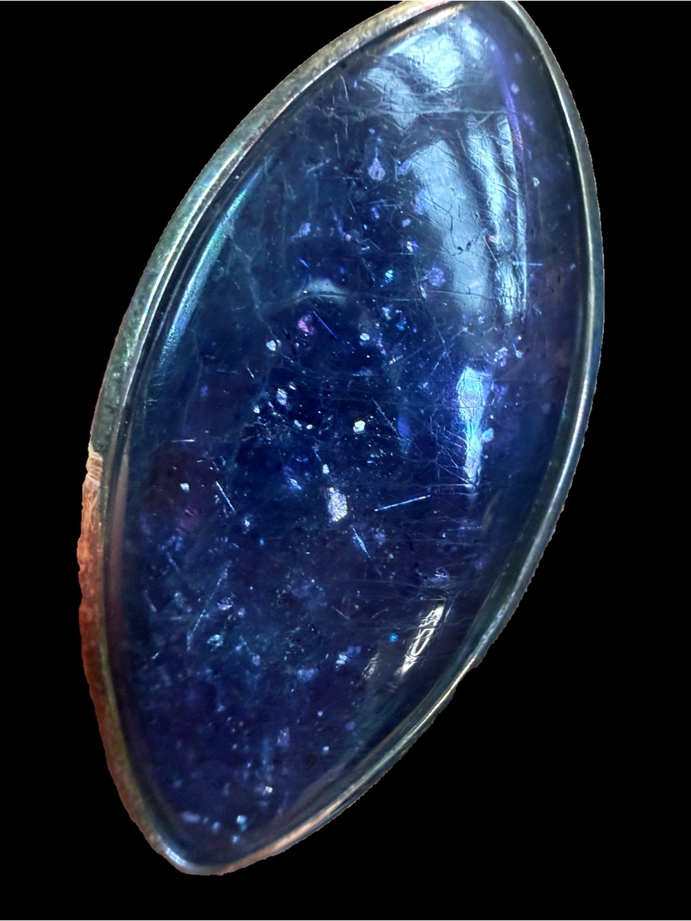 Statement sunstone iolite silver ring